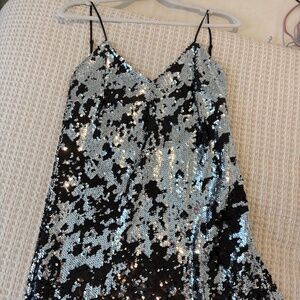 Blue Life Sequin Mini Dress in Black